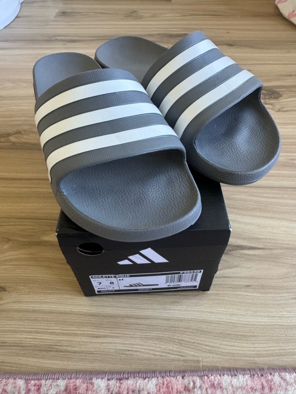 adidas Grey and White Slide Sandals (only tried on)